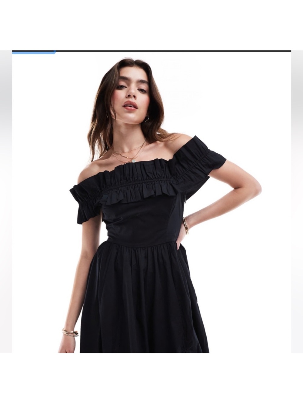 Abercrombie & Fitch Black Off-Shoulder Ruffle Dress